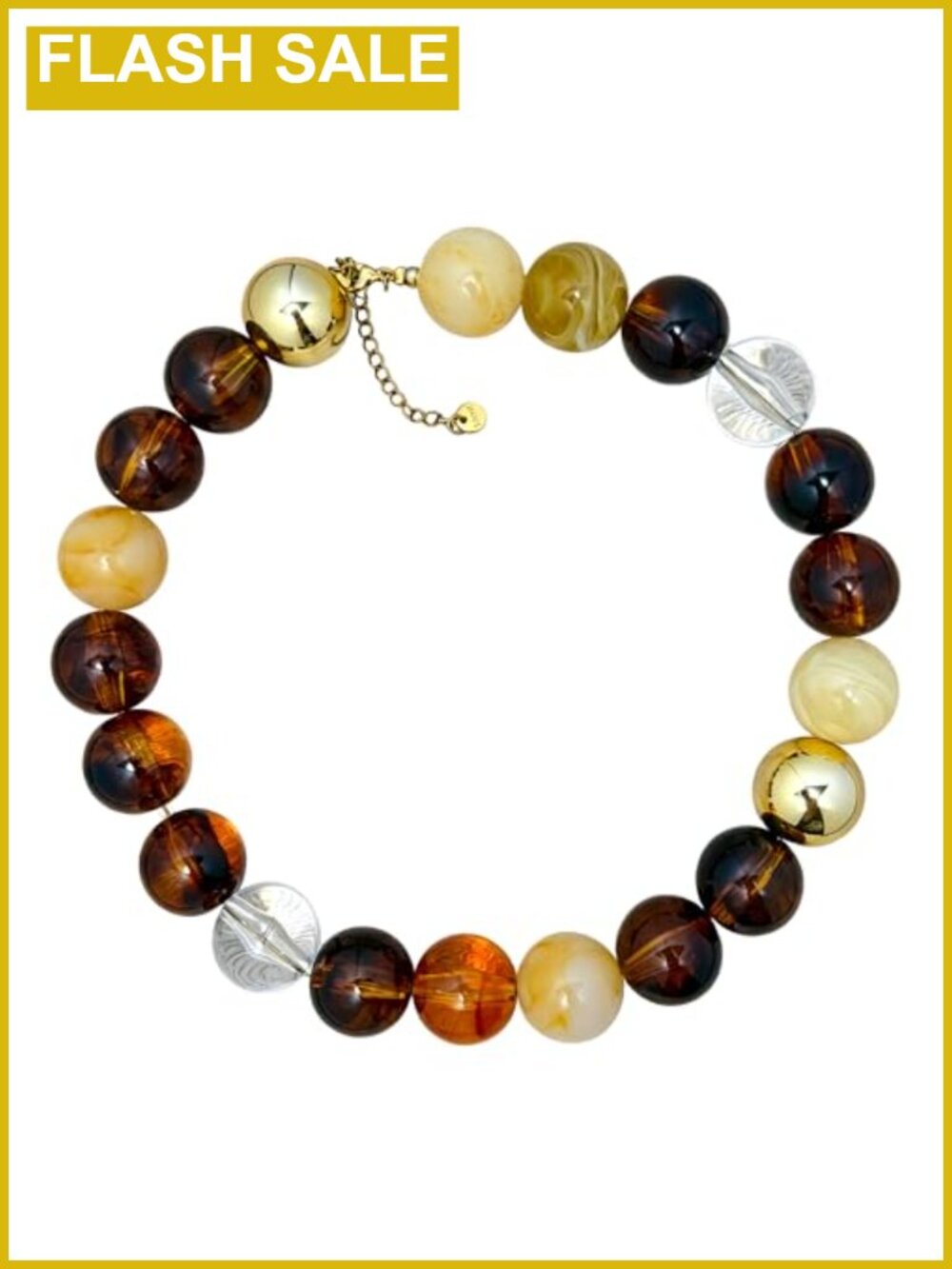 Chunky Beaded Statement Necklace Resin Boho Choker Adjustable